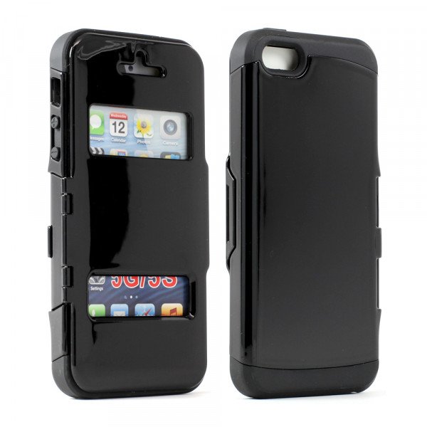 Wholesale Apple iPhone 5/5S Slim Armor Flip Cover (Black)